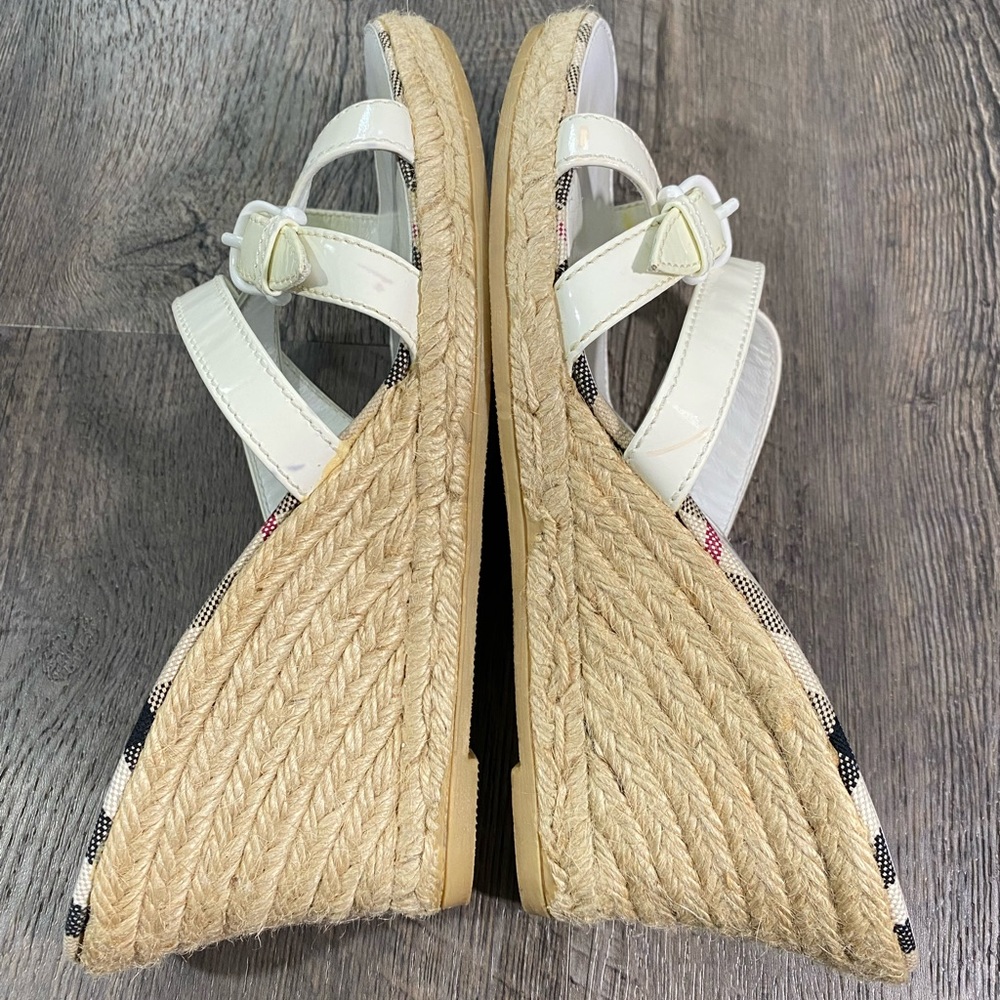 BURBERRY Wedge Patent Leather Espadrille Sandals - Picture 5 of 8